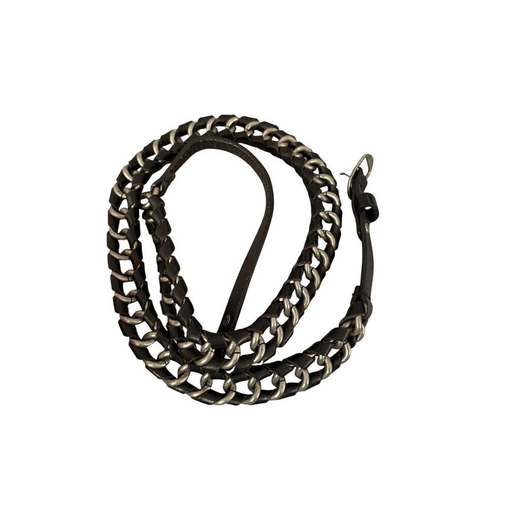 Volcom Vintage Mens Metal Braided Chain Belt Size 35-39 Leather Edgy Rock-chic
